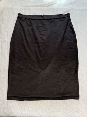 Black Satin Mini Skirt Sleek Bodycon Stretch Minimalist